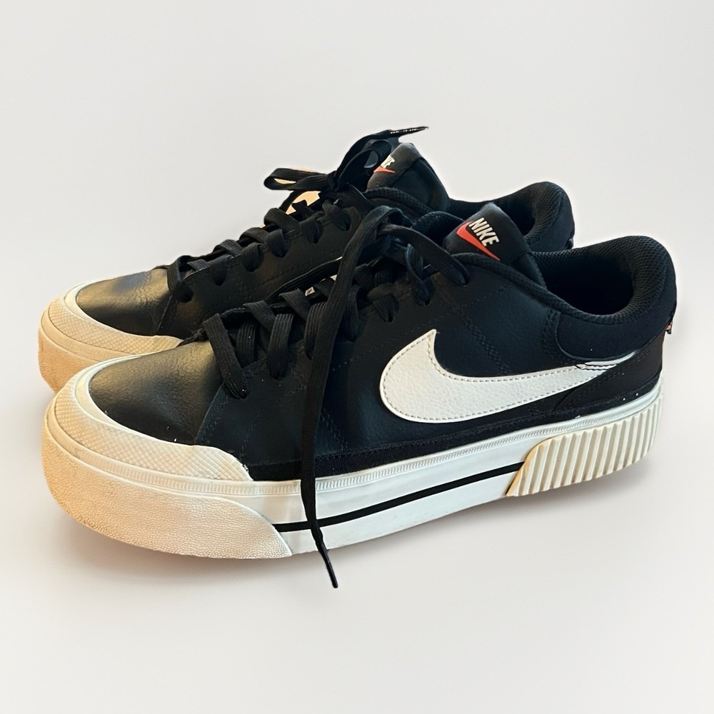 Nike Court Legacy Lift Black White Platform Sneakers Women's Size 10 Casual